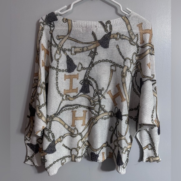 Free For Humanity Italian Chain Print Sweater Size Medium - Picture 2 of 9